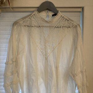 White Lace Frye Blouse with Full Sleeves